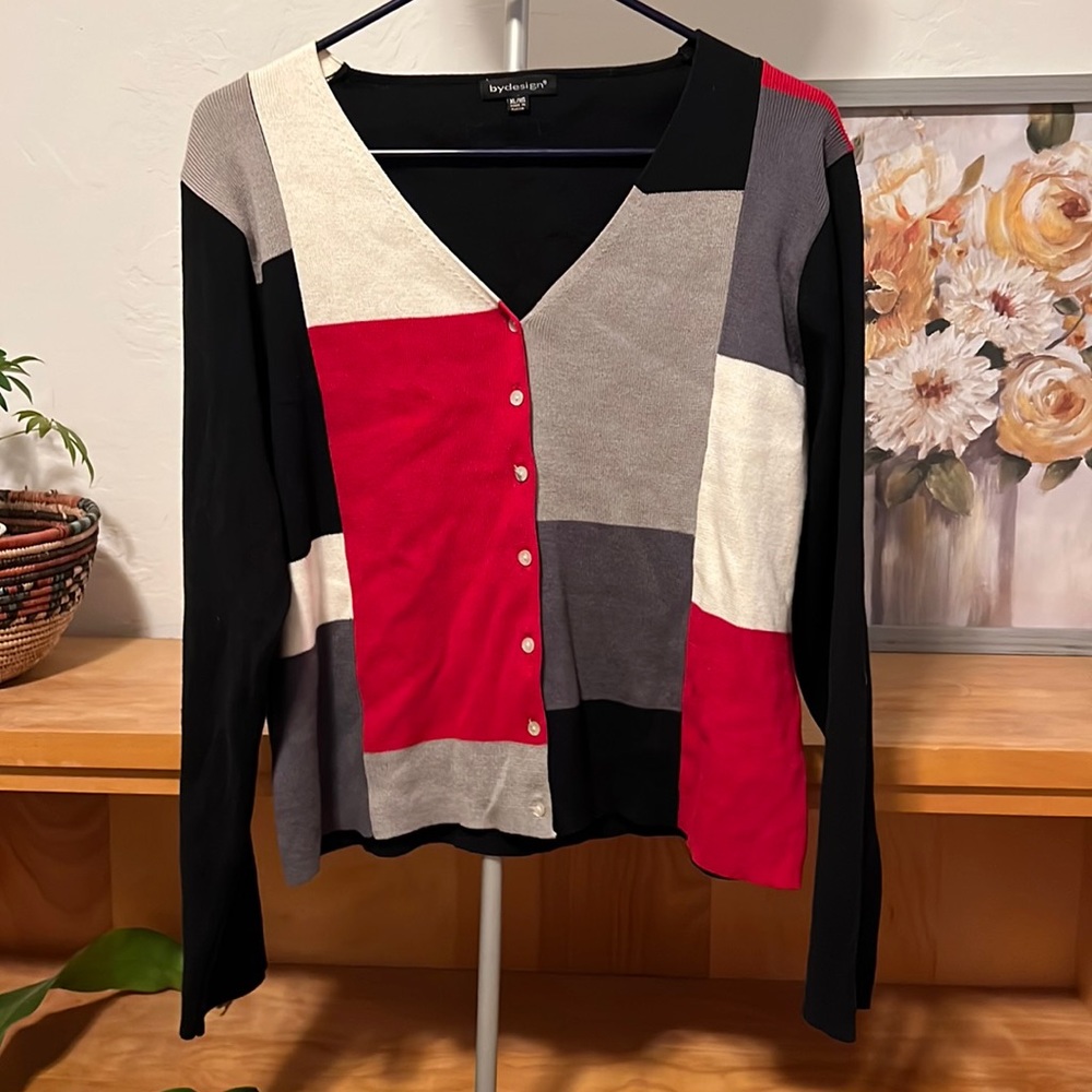 By design, extra large, checkered sweater